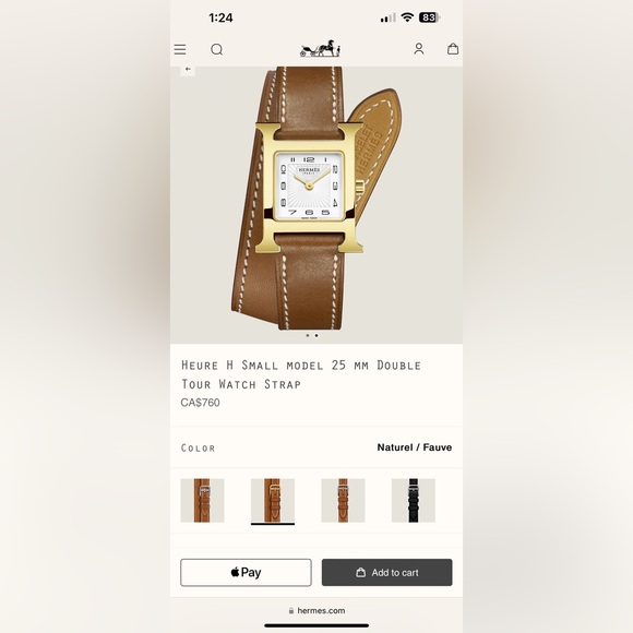 Hermes H Heure orange double tour strap for 25mm. Current retail is $760+ - Picture 12 of 13